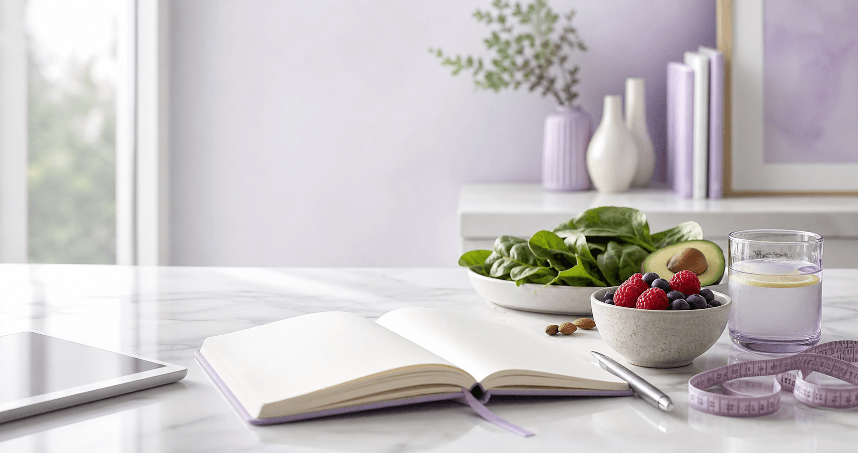 Alimenti freschi e strumenti per impostare il piano nutrizionale